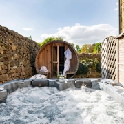Honeysuckle cottage hot tub and sauna